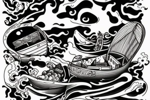 boat on fire tattoo idea