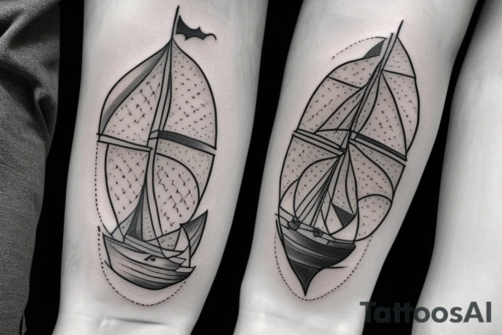 boat on fire tattoo idea