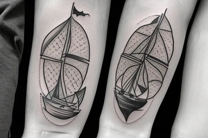 boat on fire tattoo idea