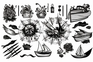 boat on fire tattoo idea