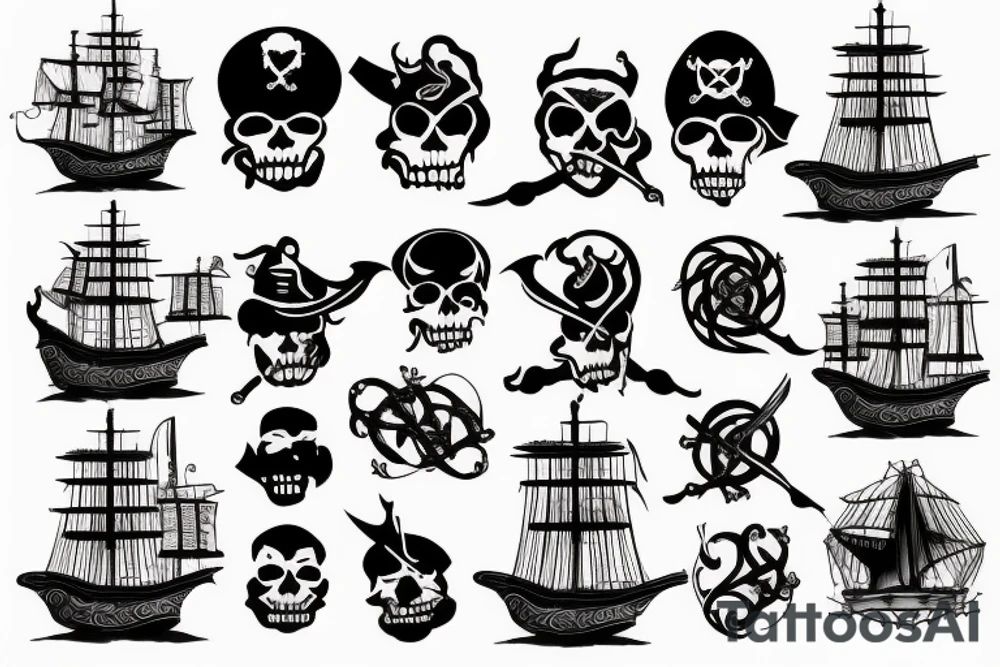 pirate ship on fire tattoo idea