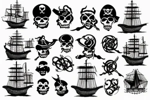 pirate ship on fire tattoo idea