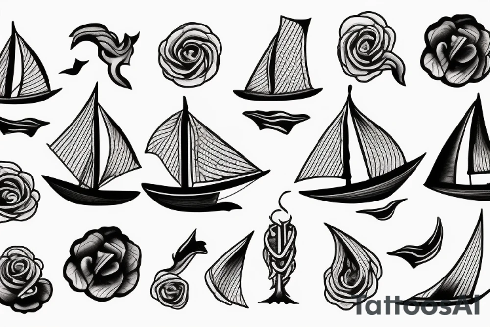 sailboat on fire tattoo idea