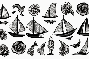 sailboat on fire tattoo idea