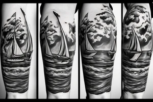 sailboat on fire tattoo idea