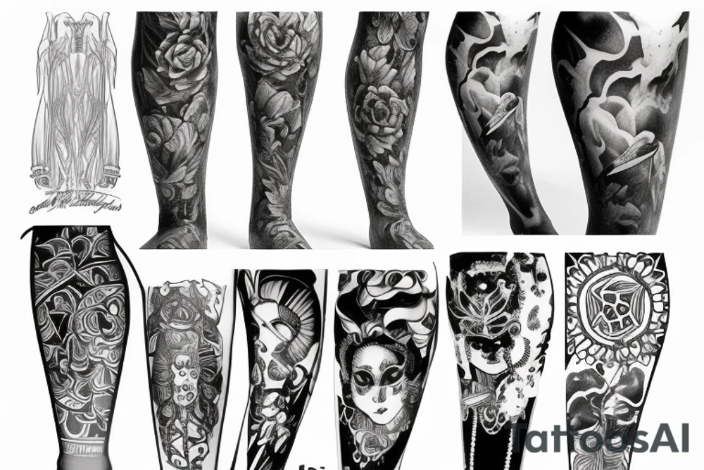 Leg sleeve tattoo idea