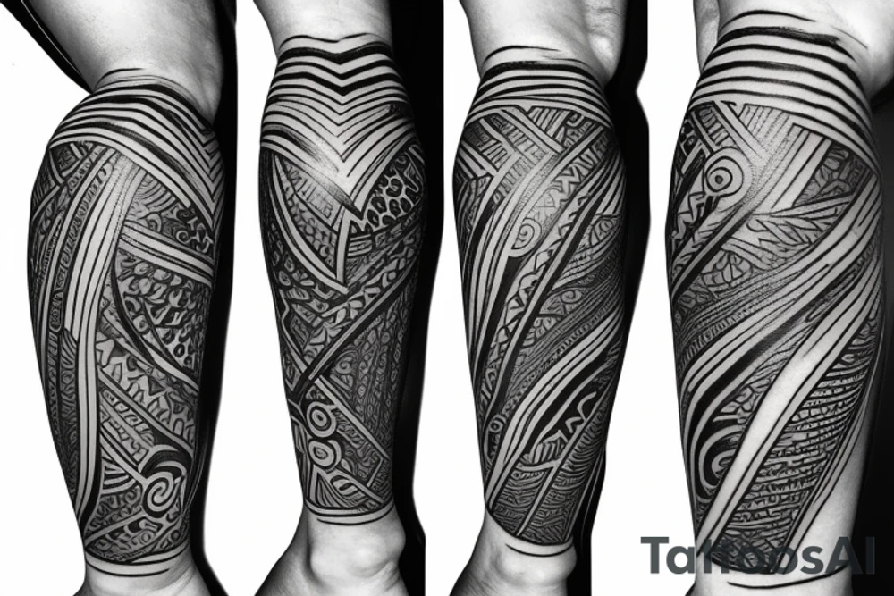 leg sleeve with rich vibes tattoo idea
