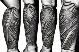 leg sleeve with rich vibes tattoo idea