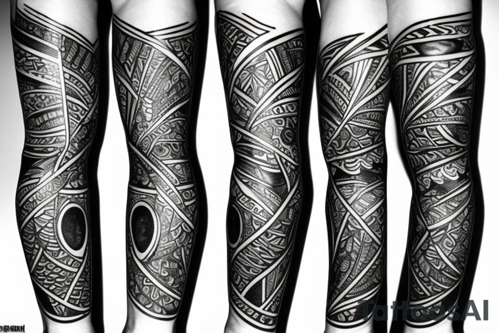 leg sleeve with rich vibes tattoo idea