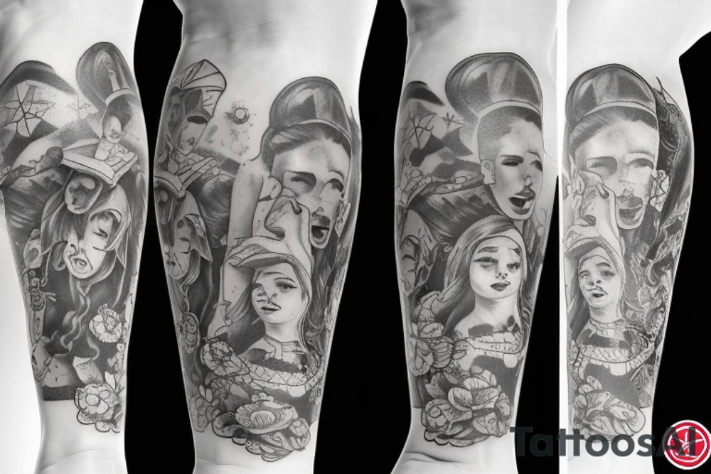 leg sleeve with los Angelas tattoo idea