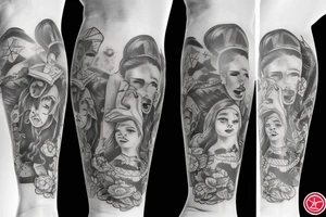 leg sleeve with los Angelas tattoo idea