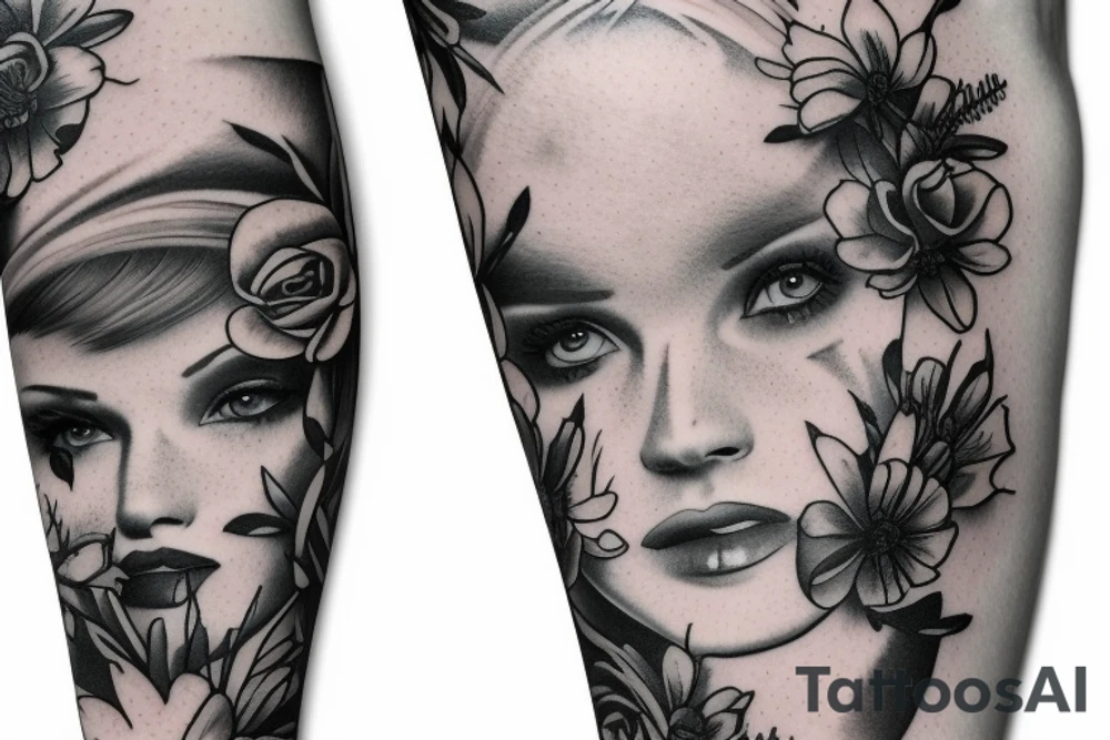 leg sleeve with los Angelas tattoo idea