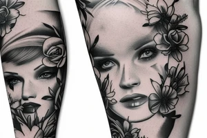 leg sleeve with los Angelas tattoo idea