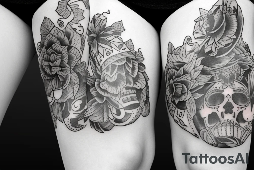 leg sleeve with Las Vegas tattoo idea