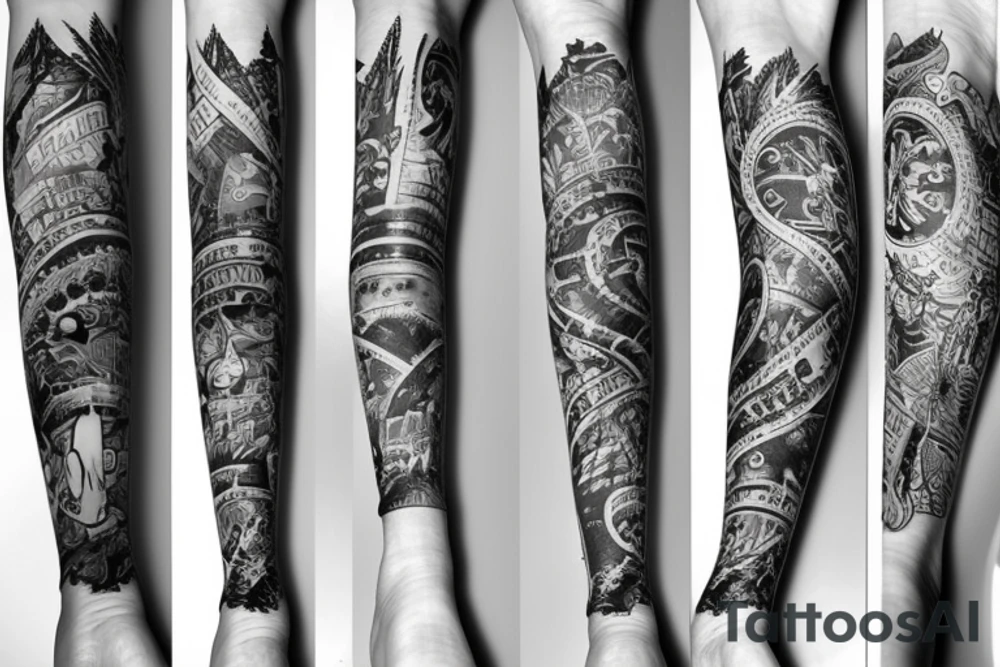 leg sleeve with Las Vegas tattoo idea
