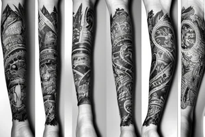 leg sleeve with Las Vegas tattoo idea