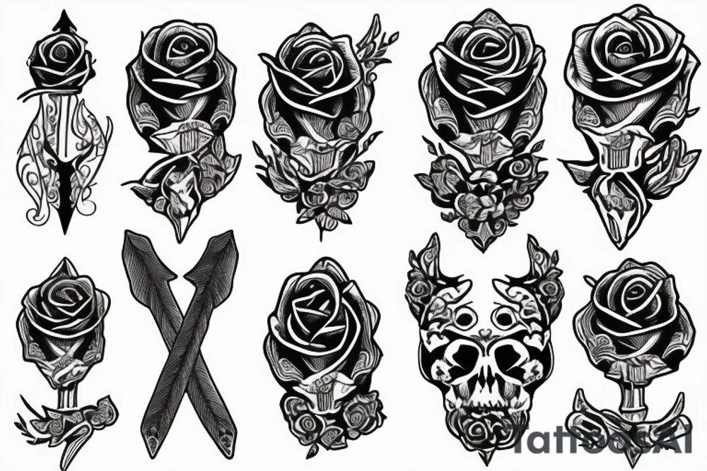 Dagger with rose tattoo idea