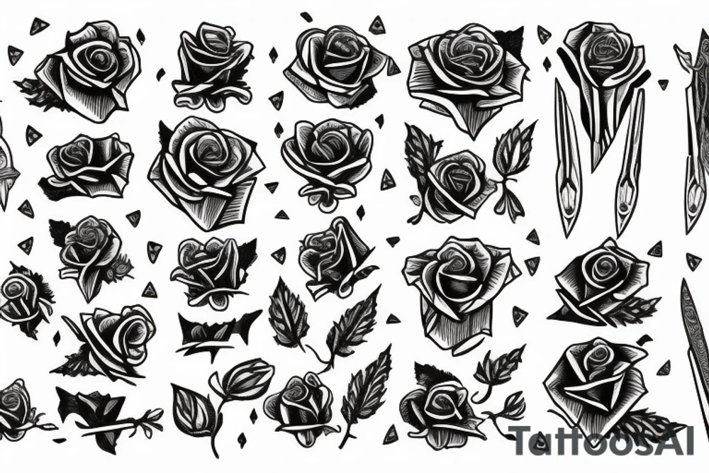 Dagger with rose tattoo idea