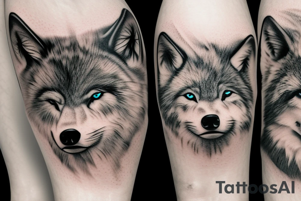 baby wolf and big wolf in the forest tattoo idea