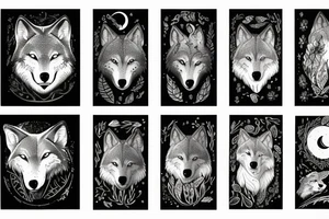 wolf in the forest with a moon tattoo idea