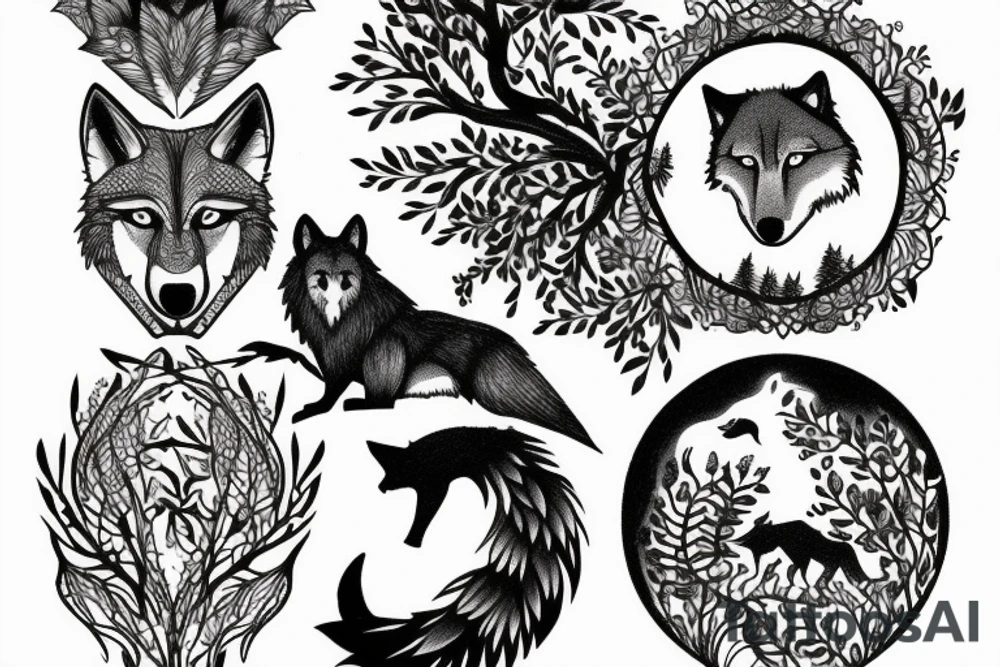 wolf in the forest tattoo idea
