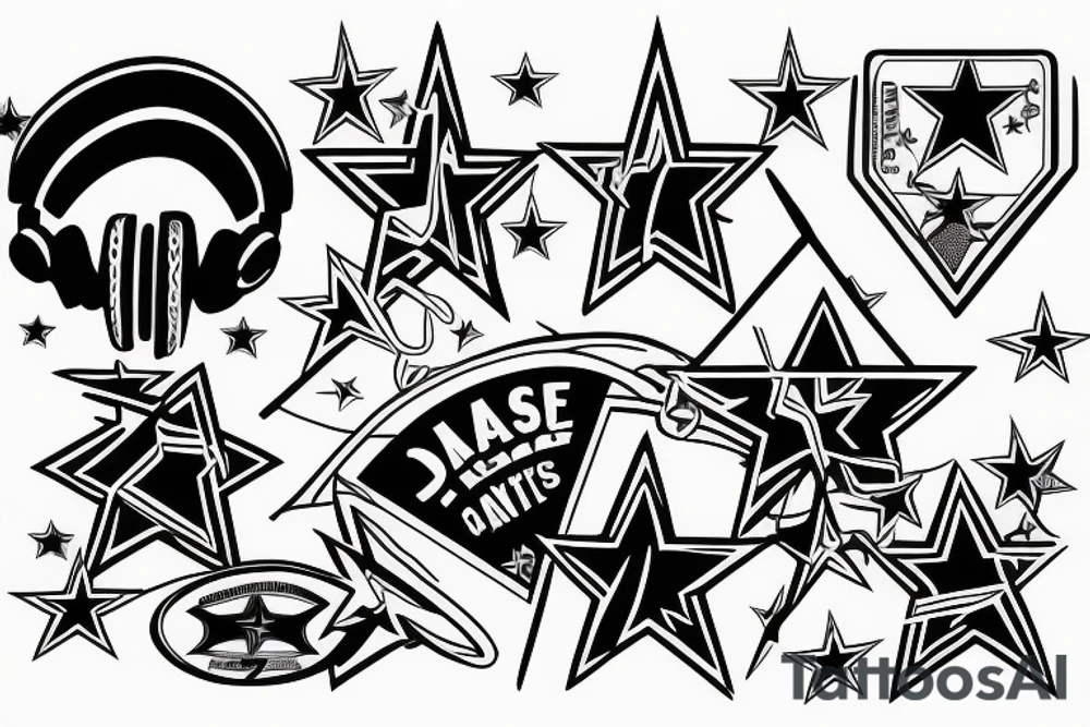 Fine line combining music and the Dallas cowboys tattoo idea