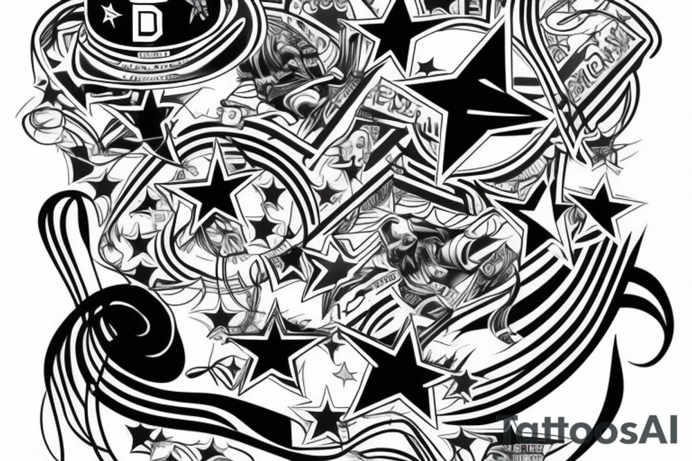 Fine line combining music and the Dallas cowboys tattoo idea