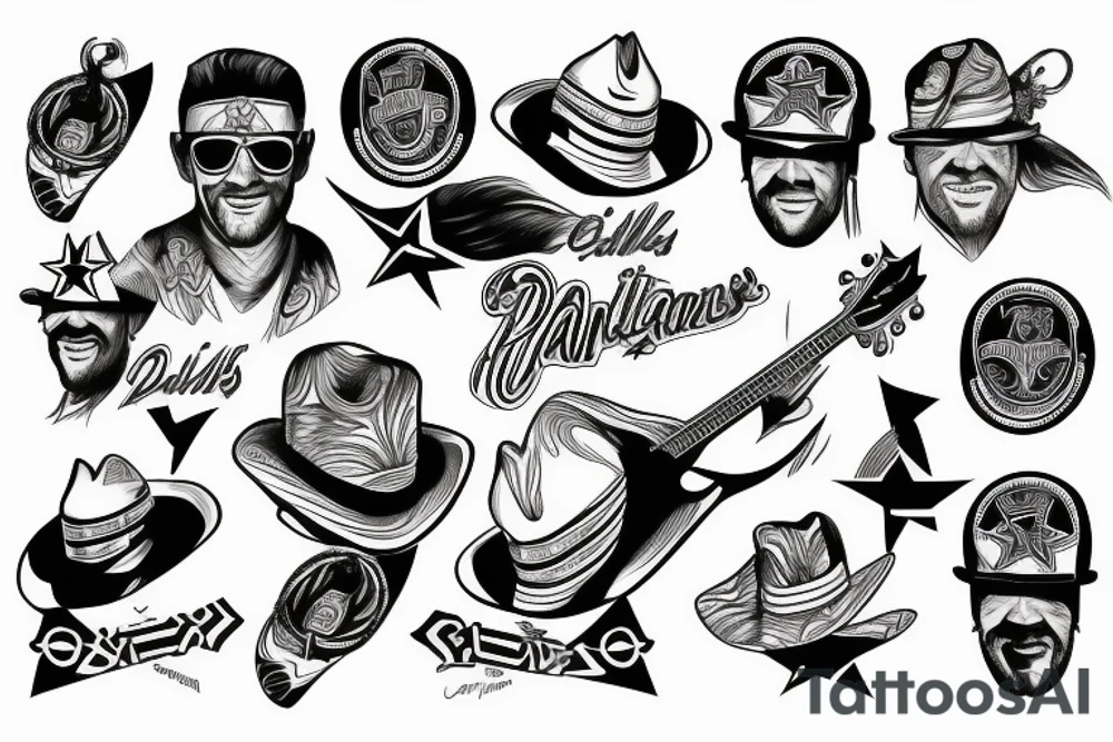 Fine line combining music and the Dallas cowboys tattoo idea