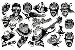 Fine line combining music and the Dallas cowboys tattoo idea