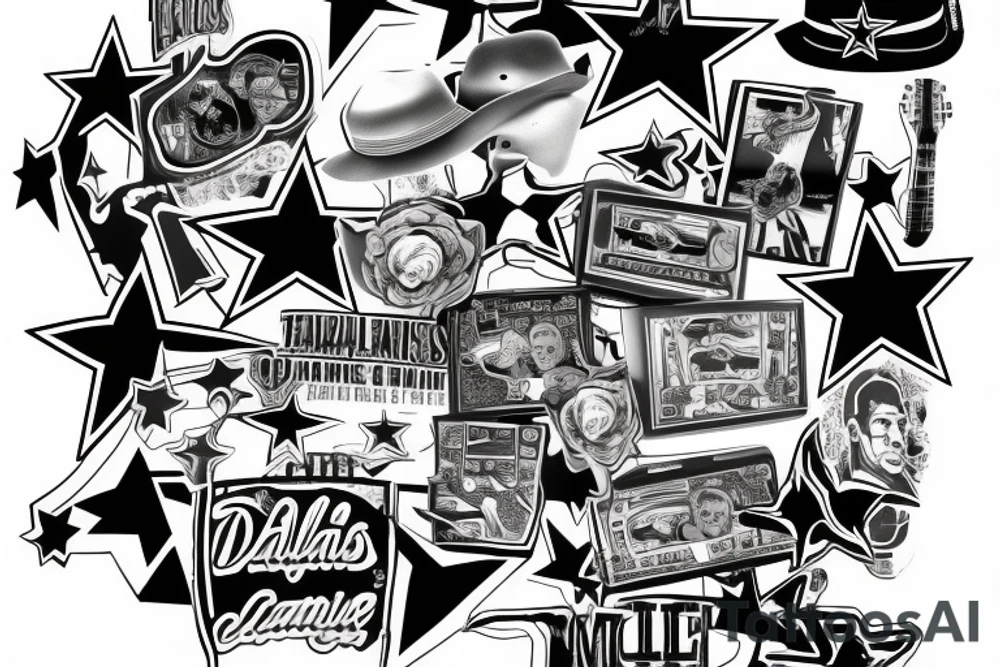 Fine line combining music and the Dallas cowboys tattoo idea