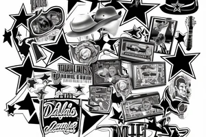 Fine line combining music and the Dallas cowboys tattoo idea