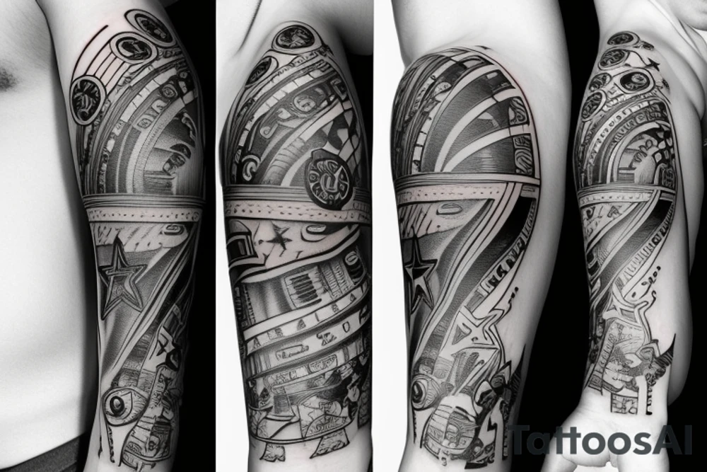 Forearm tattoo incorporating music and the dallas cowboys tattoo idea