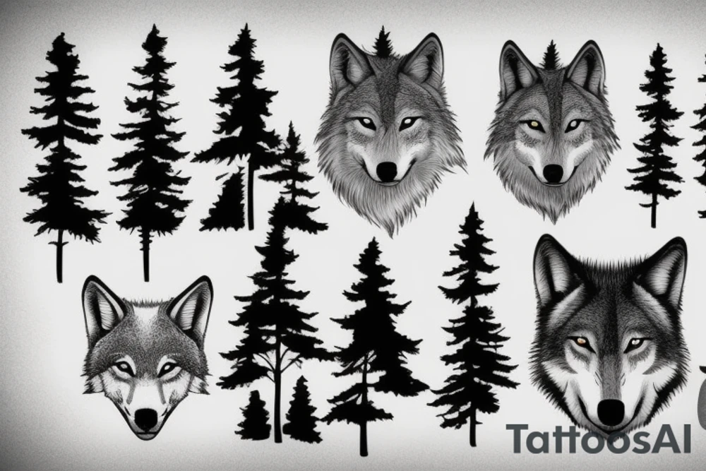forest and a wolf tattoo idea