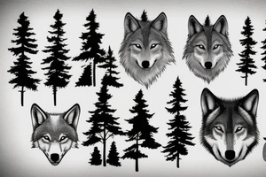 forest and a wolf tattoo idea