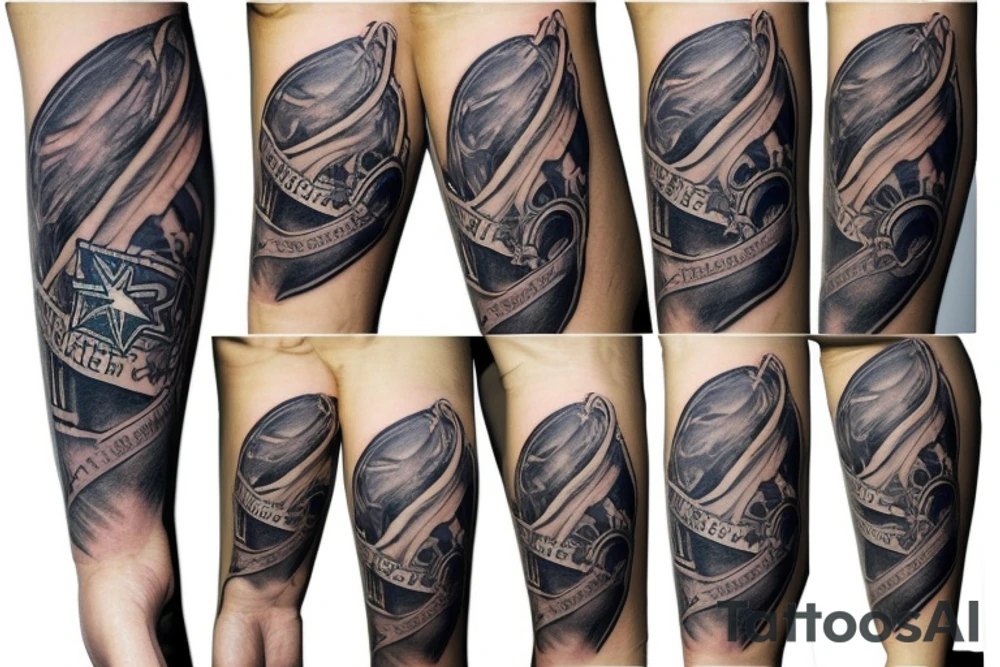 Forearm tattoo incorporating music and the dallas cowboys tattoo idea