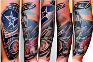 Forearm tattoo incorporating music and the dallas cowboys tattoo idea