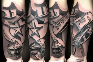 Forearm tattoo incorporating violin and the dallas cowboys tattoo idea
