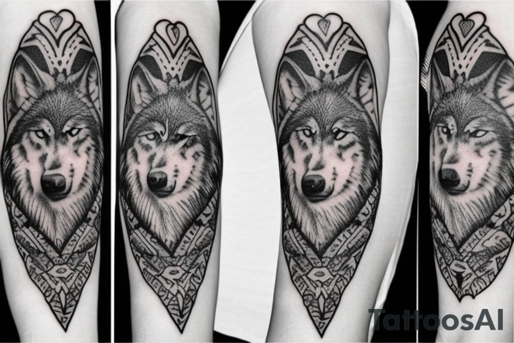 sleeve with wolf tattoo idea