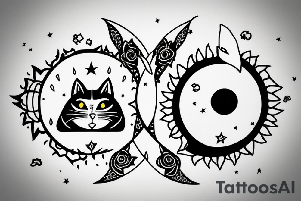 The moon and the sun representing Luna and Suni my two cats tattoo idea