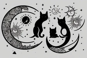 The moon and the sun representing Luna and Suni my two cats in cursive tattoo idea