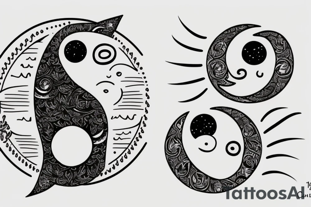 The moon and the sun representing Luna and Suni my two cats in cursive tattoo idea