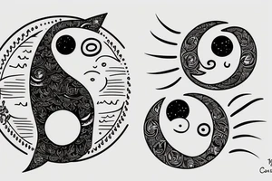 The moon and the sun representing Luna and Suni my two cats in cursive tattoo idea