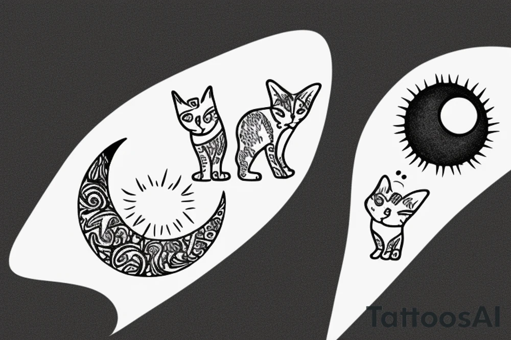 The moon and the sun representing Luna and Suni my two cats in cursive tattoo idea