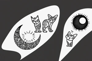 The moon and the sun representing Luna and Suni my two cats in cursive tattoo idea