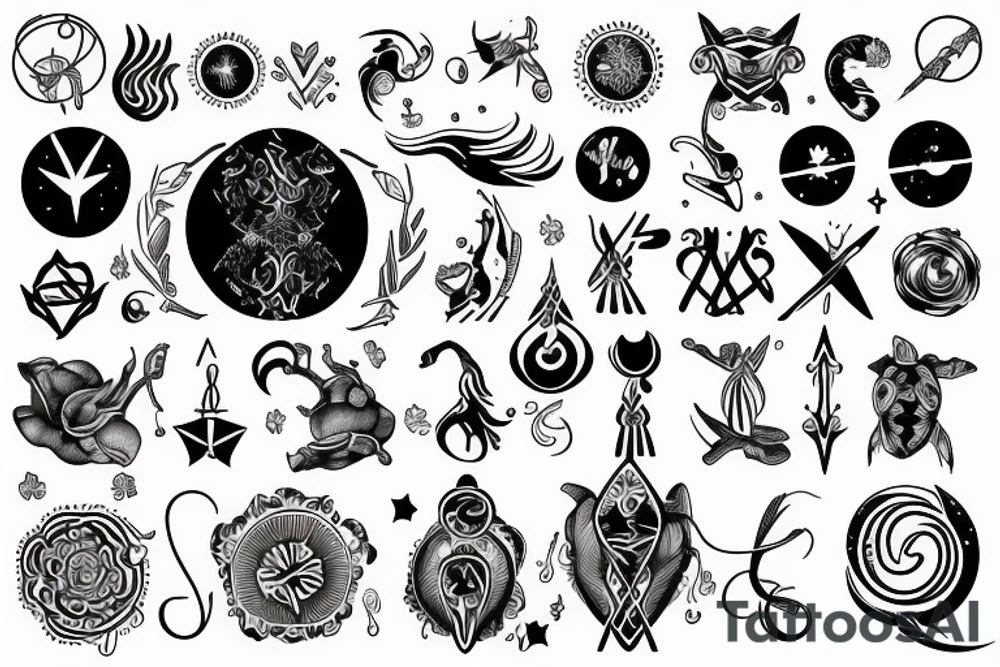 Libra & Sagittarius zodiac sign tattoo idea