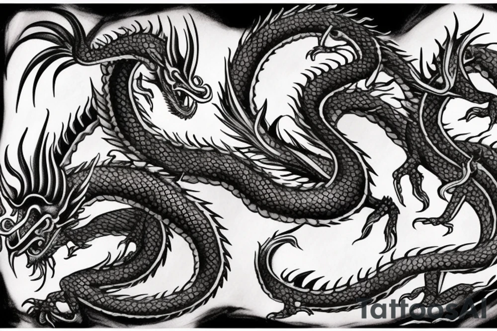 Black dragon with princess tattoo idea