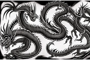 Black dragon with princess tattoo idea