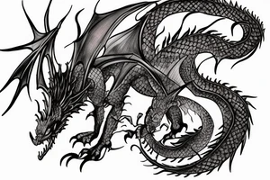 Black dragon with princess tattoo idea