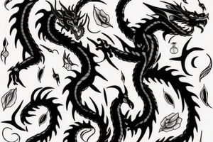 Black dragon with princess tattoo idea