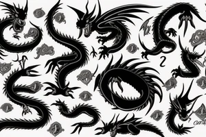 Black dragon with princess tattoo idea